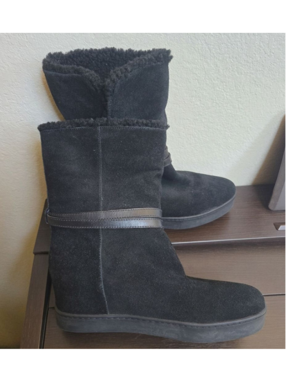 Coach Black Suede Norell Ankle Boots & Booties Size 10 hidden wedge